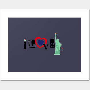 I Love NY Liberty USA By Abby Anime(c) Posters and Art